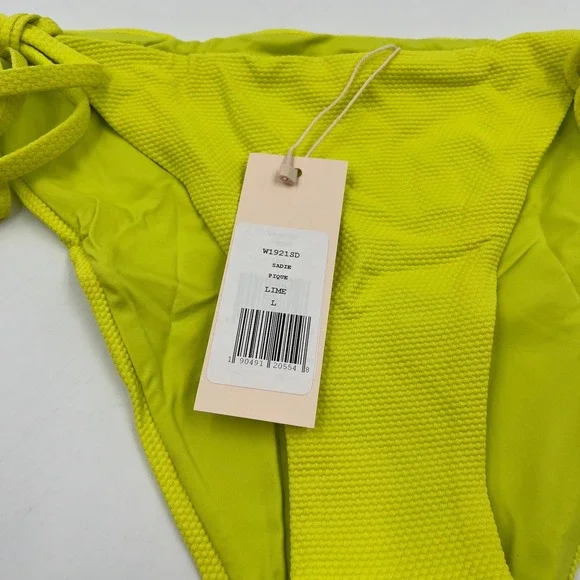 Eberjey Sadie Pique Side Tie Bikini Bottom Lime Green Textured W1921SD - Size L - Picture 5 of 7